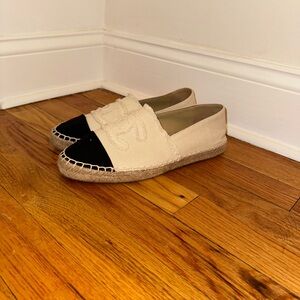 Black and Cream Espadrilles with Classic Elegance
